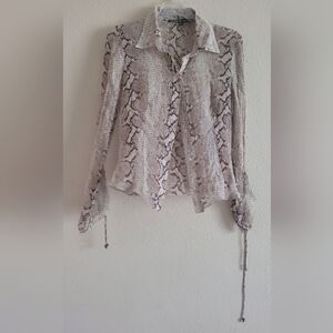 Allen B Sz Medium Snake Print Button Up Top